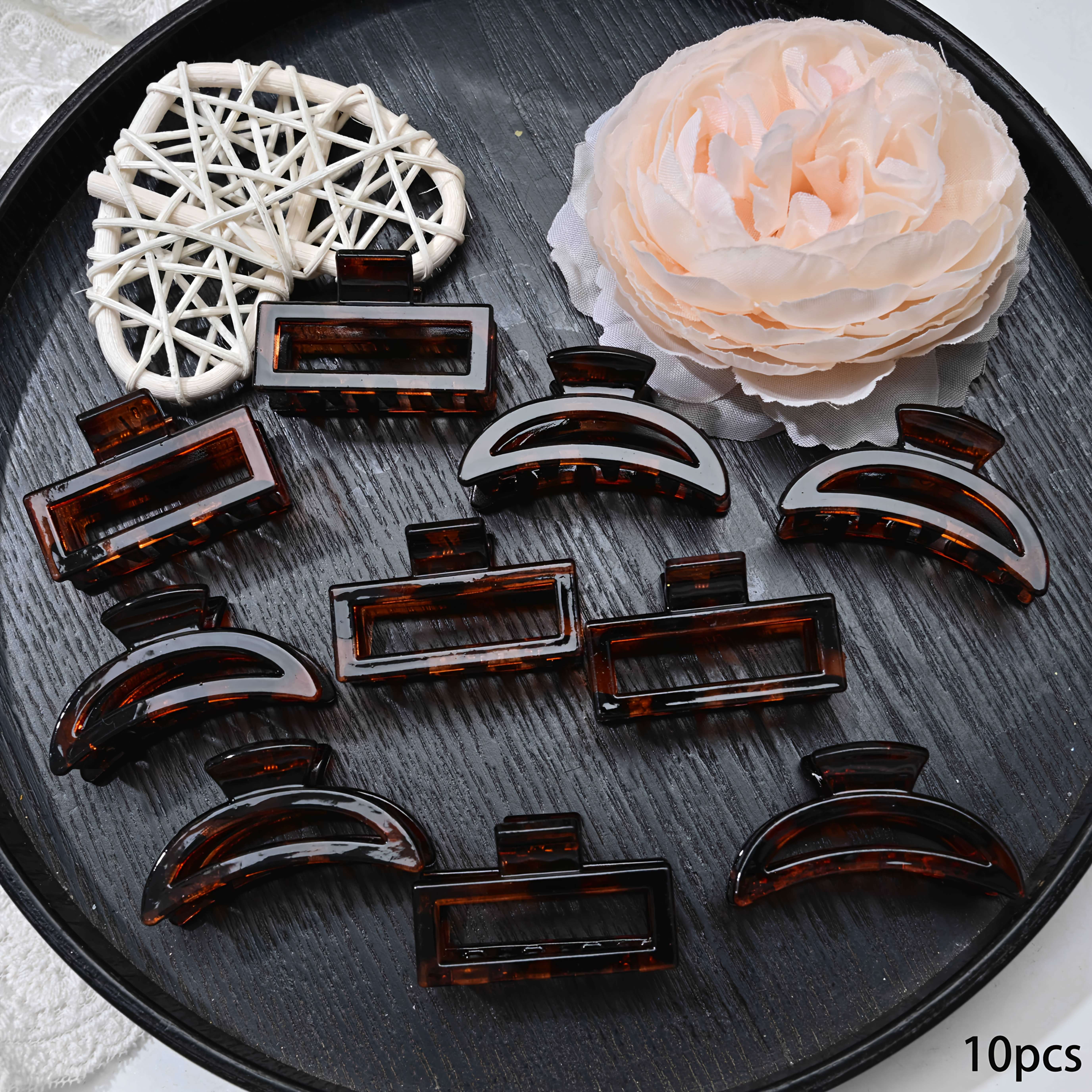 TEMU 10pcs Women's Hair Clips Hollow Square Crescent Back Of Head Updo Shark Clip Hair Additions Suitable For Daily Use And Party Gifts Hair Claws