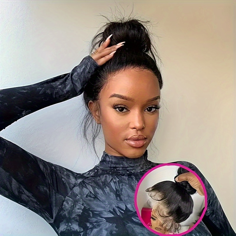 Image of 360 Hd Lace Frontal Wigs Made From Human Hair For Women, Featuring Brazilian Bone Straight Style, Transparent Lace Front, Pre-plucked Design, And A Density Of 250%, A Beautiful And Neat