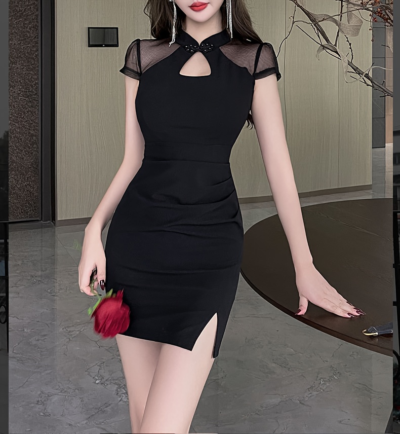 new womens short sleeve chinese style fitted cheongsam dress - Temu United  Arab Emirates