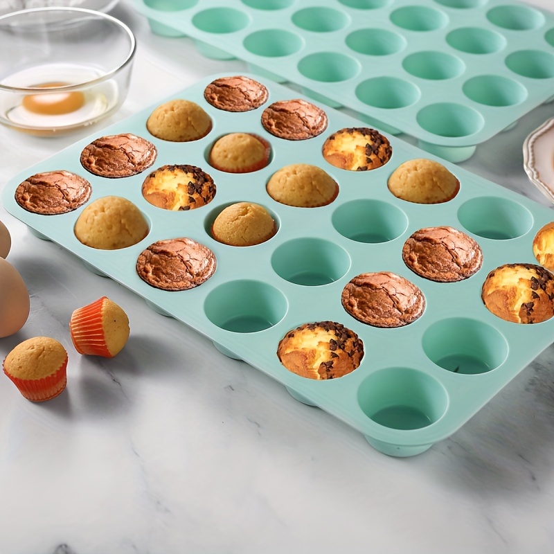 

1pc Silicone Mini Muffin Pan - 24 Cavity Food Grade Bakeware For Cupcakes, Puddings, And Cakes - And Clean Oven Accessory, No Power Needed