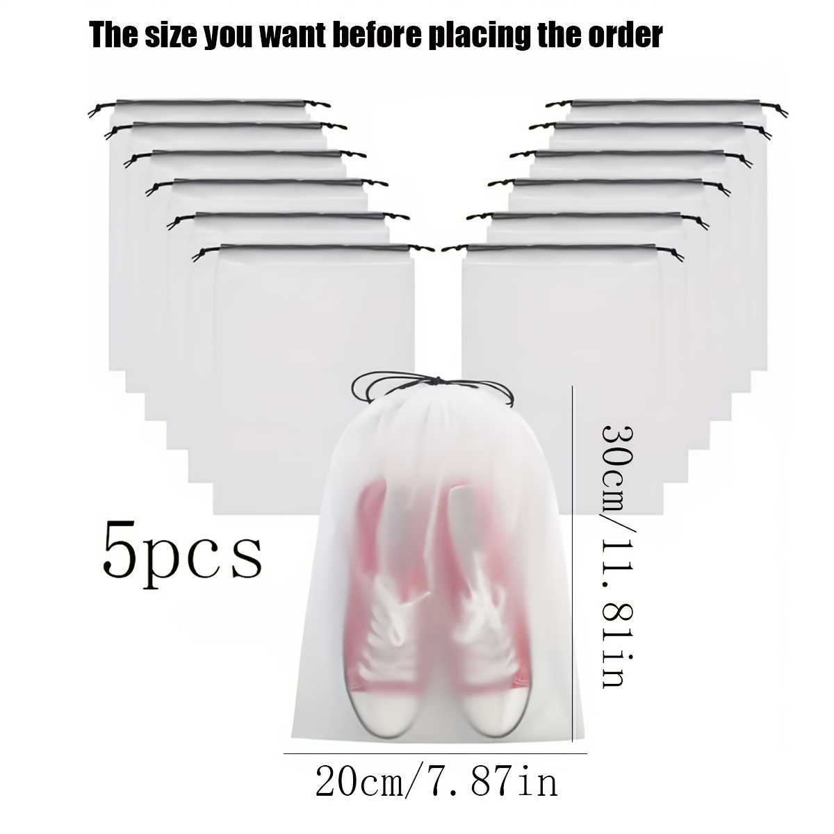 5/10/15/20 piezas Bolsas de malla de almacenamiento semitransparentes, Bolsas con cordón para ropa y almacenamiento de viaje de ropa interior, Bolsas para guardar zapatos, Bolsas para guardar ropa y calcetines