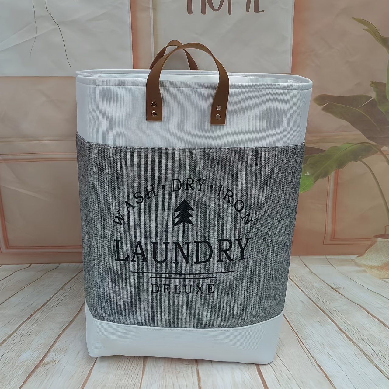TEMU Foldable Laundry Hamper, Household Fabric Clothes Storage Bin, Large Capacity Dirty Clothes Storage Basket, Laundry Basket, Laundry Baskets