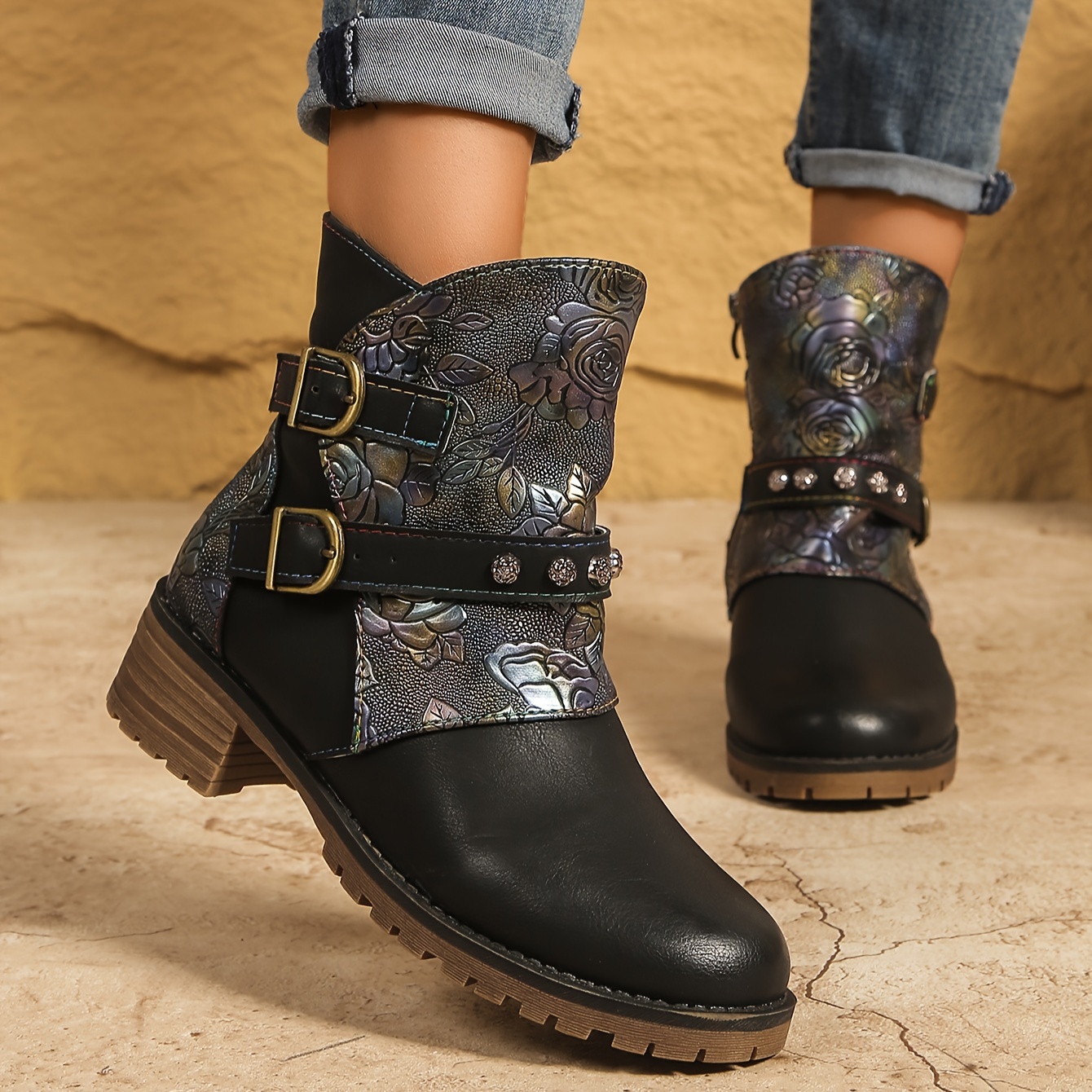 Blockabsatz Damen Stiefel Mit Stoffschaft Kniehohe Stiefel In