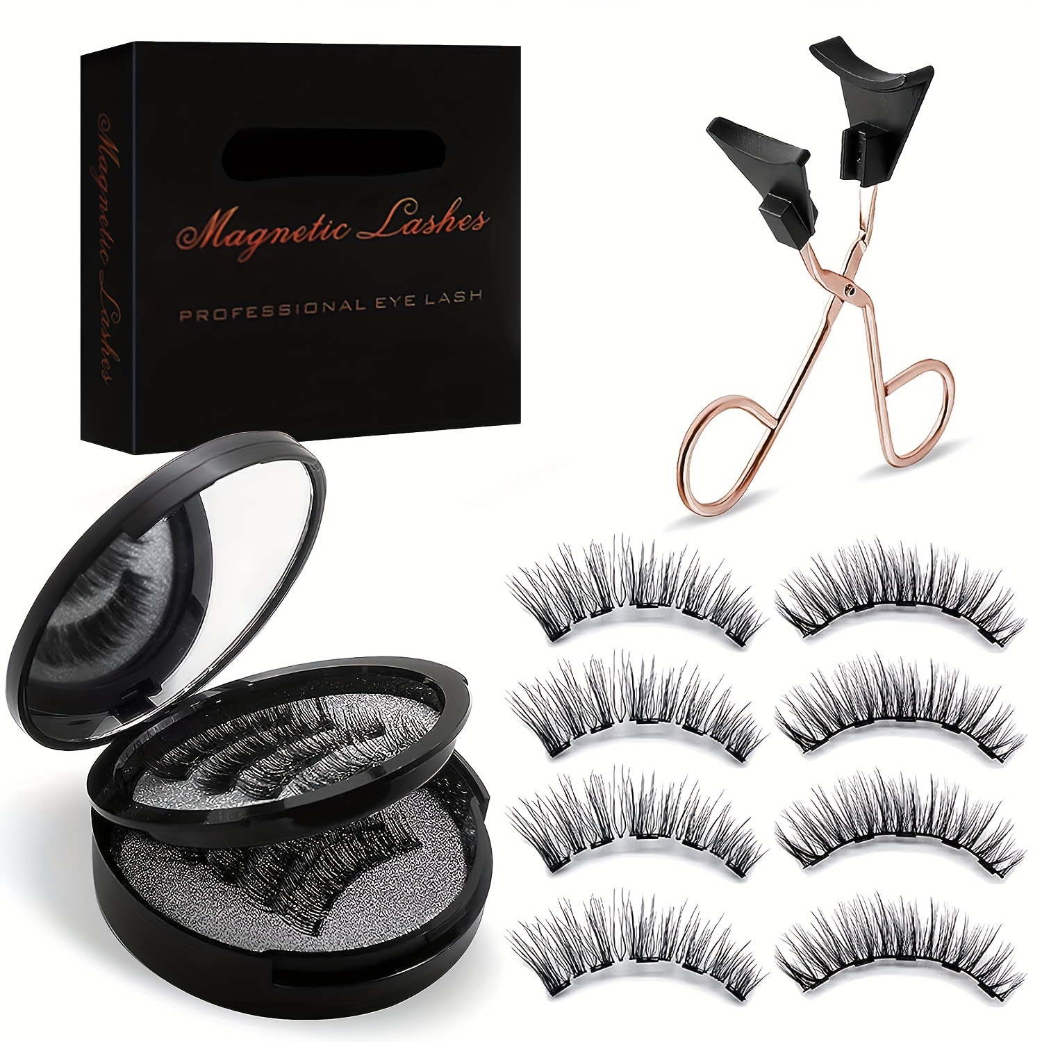 

Magnetic Eyelashes Without Eyeliner - Reusable Dual Magnetic Lashes With 8 Pair, Looking Natural No Glue 3d False Eyelashes Kit With Applicator, Reusable & Waterproof, No Glue, Easy To Wear