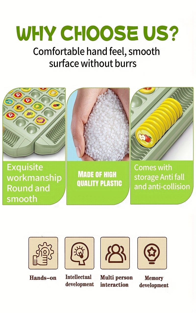 儿童玩具益智水果翻转记忆棋盘游戏,创意记忆棋对战玩法 锻炼手眼协调 记忆力 专注力,优质材质制成,适合2-4人玩耍,适合家庭之夜 聚会 旅游出行玩耍,适合生日 万圣节 圣诞节礼物 商品详情 4