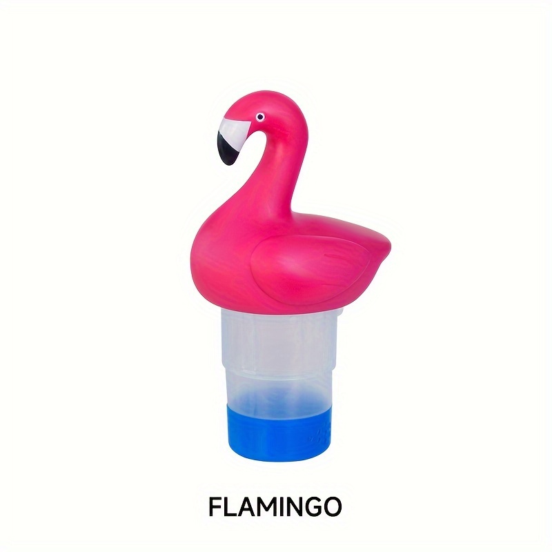 Image of Pool Additions For Cleaning Floating Medication Dispensers Shaped Like Flamingos, Turtles, And Ducks, Along With Tablet Distributors