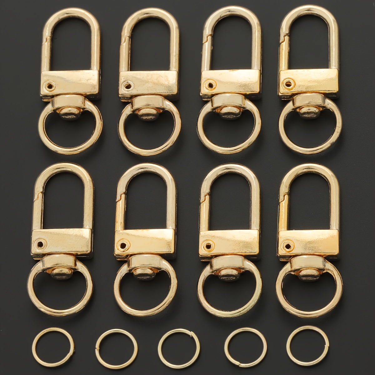 E-shop 100 Stück KC Gold Legierung Drehbarer Schlüsselanhänger & Biegering Set, inklusive 20 Schlüsselanhänger und 80 Biegeringe, geeignet für