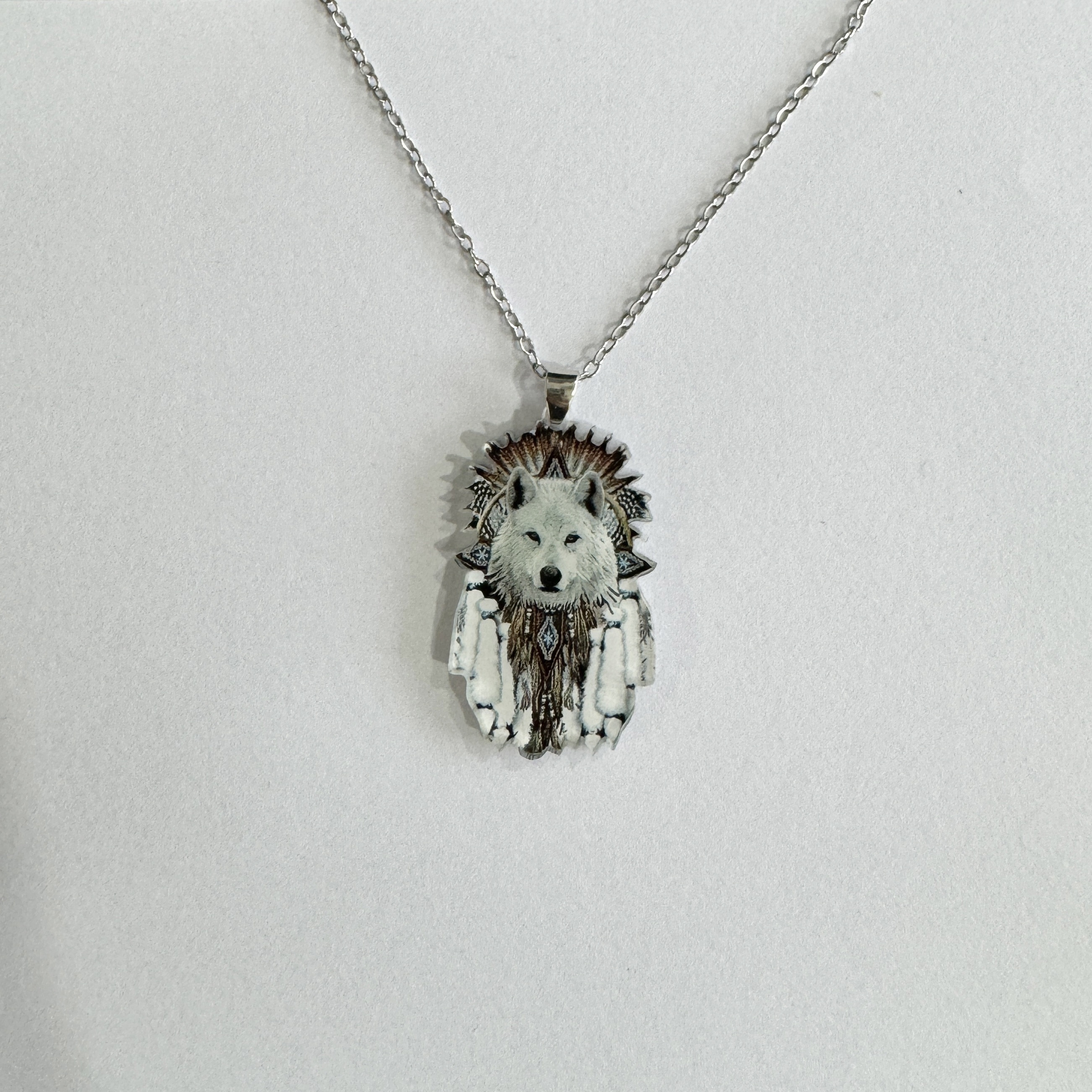 2d Flat Not 3d - Stylish Creative White Wolf Pendant, Necklace Accessory For Men And Women, Perfect Gift For & Brothers On New Year Parties, Chain Jewelry, 2d Flat