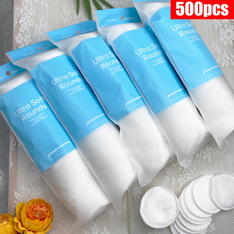 Image of 200/500pcs Disposable Round Makeup Pads For Facial Cleansing And Nail Polish Removal, Portable Travel Size - 6x6cm Per Pack, 100pcs Per Pack