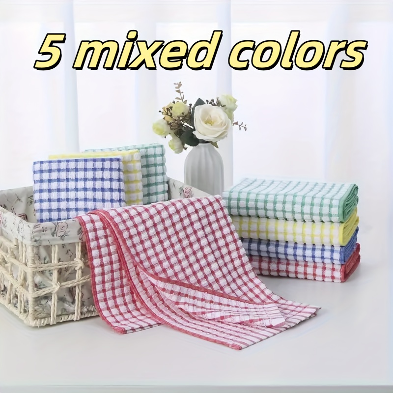 Temu – TEMU 5 Large Cloths, Dishwashing Cloths, Table Cleaning Cloths, Colored Checkered Napkins, Absorbent Cloths, Kitchen Cleaning Cloths, Cleaning Tools,