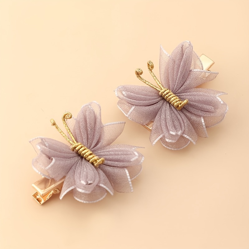 

2pcs Barrettes à Cheveux Papillon en Faites à Chic - Accessoires Polyvalents et Élégants pour Femmes, Parfaits pour Tenue Décontractée