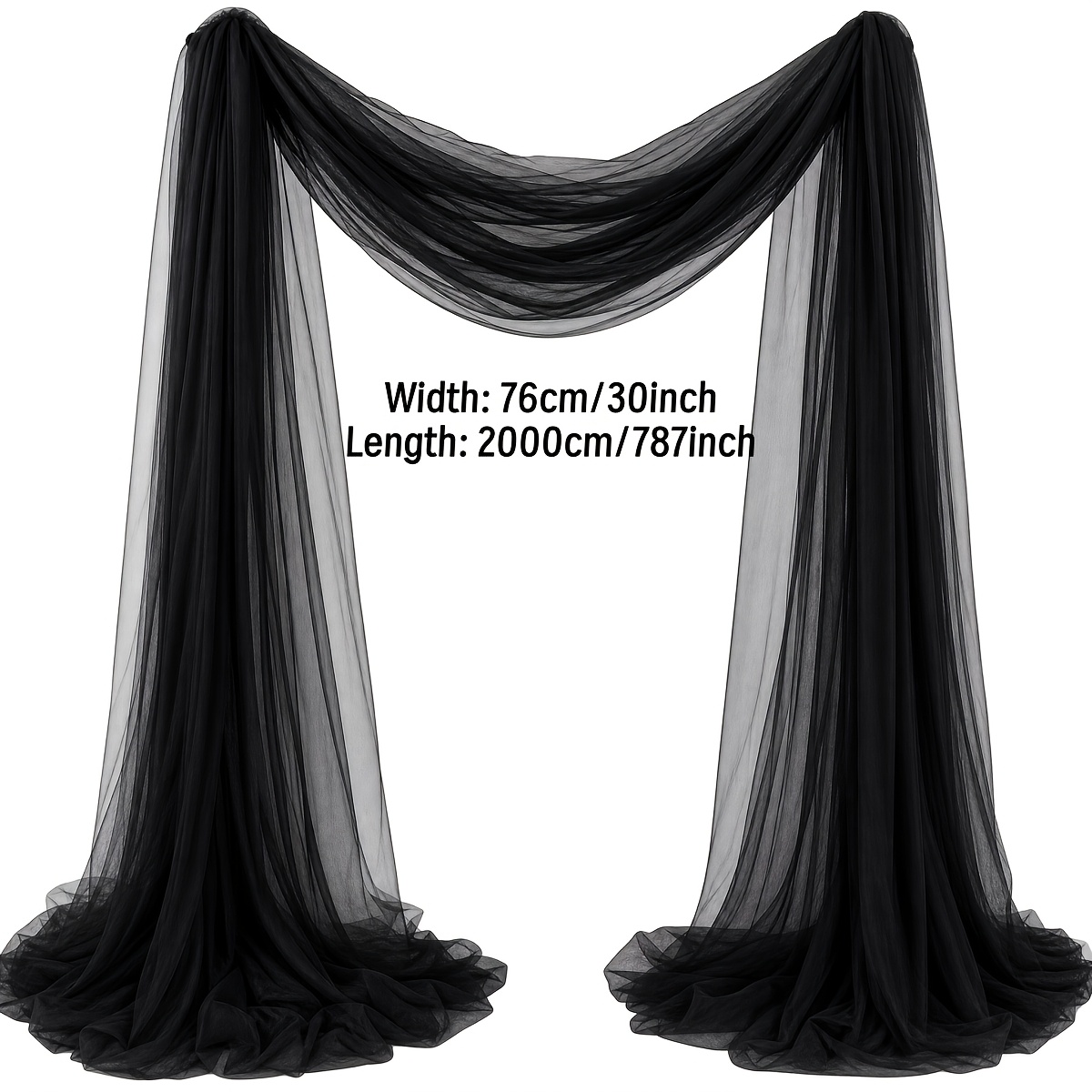 TEMU 30 * 787 Inches, Mesh Curtains - Large-sized Horror Atmosphere Decoration, Suitable For Outdoor Arches, Handmade Fabrics, Church Ceremonies And