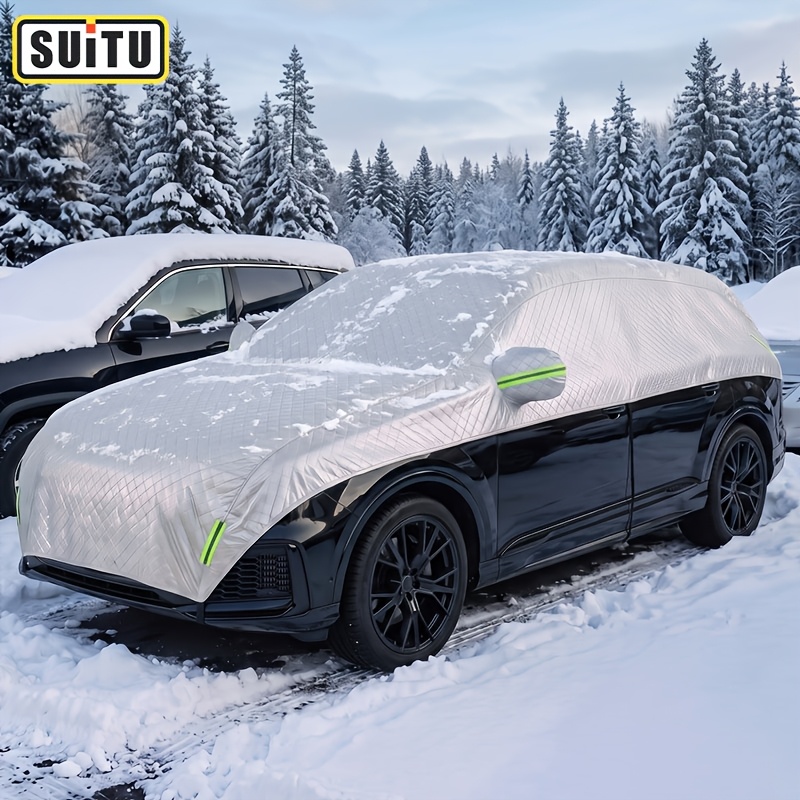 TEMU Housse de neige demi-carrosserie améliorée Suitu pour voiture, housse d'hiver -gel et antigivre, housse de neige pour pare-brise , demi-housse