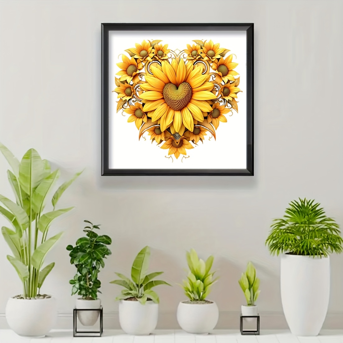 TEMU 1 Set - Creative Heart-shaped Sunflower Theme Cross Stitch Painting Kit, Embroidery Thread Embroidery Crafts, 11ct Cross Stitch Embroidery