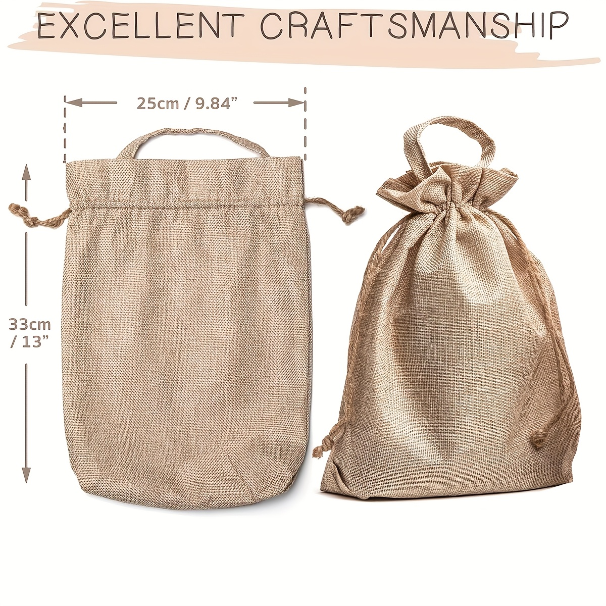 3pcs Burlap Bags with Drawstring, Multipurpose Party Decorations