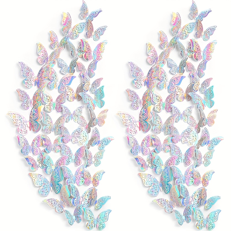 Set Of 60 Three-dimensional Layered Wall Decals, Removable And Hollow, Perfect For Home Decoration, Wedding Embellishments, And Featuring Stunning Silvery Hues