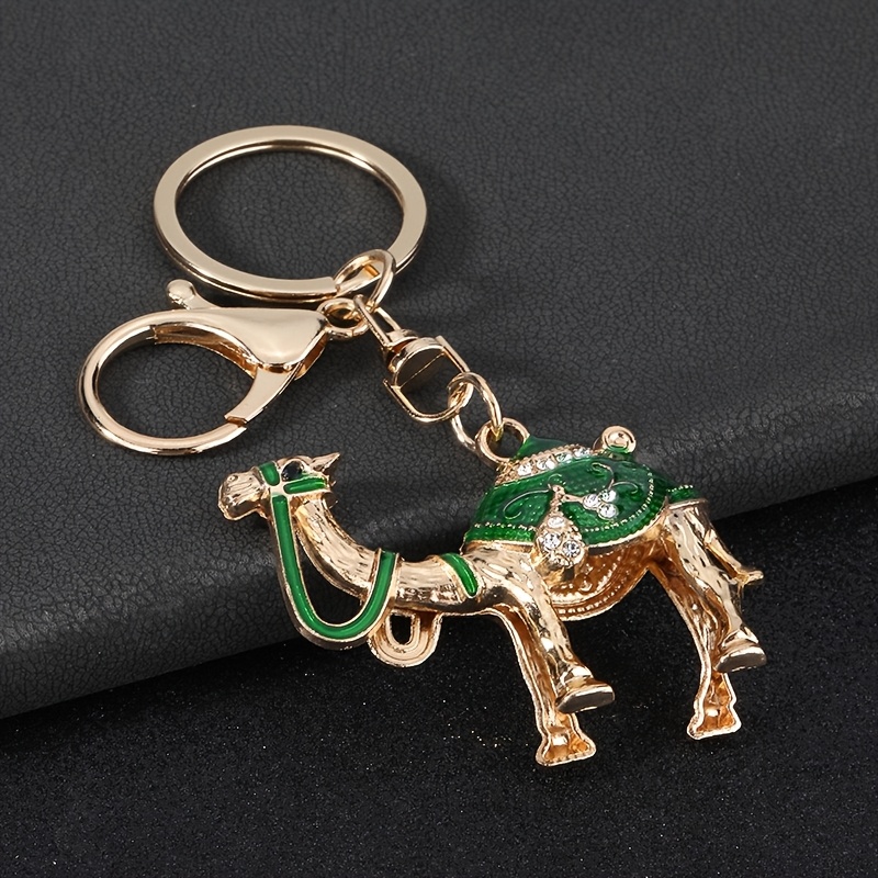 TEMU Porte-clés créatif de , émail vert et strass en cristal, breloque de sac unisexe