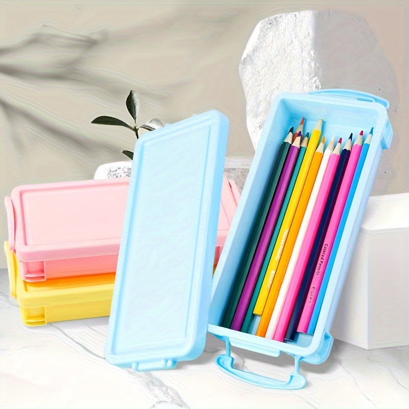 1pc Transparent Plastic Pencil Box School Office Supplies Pens