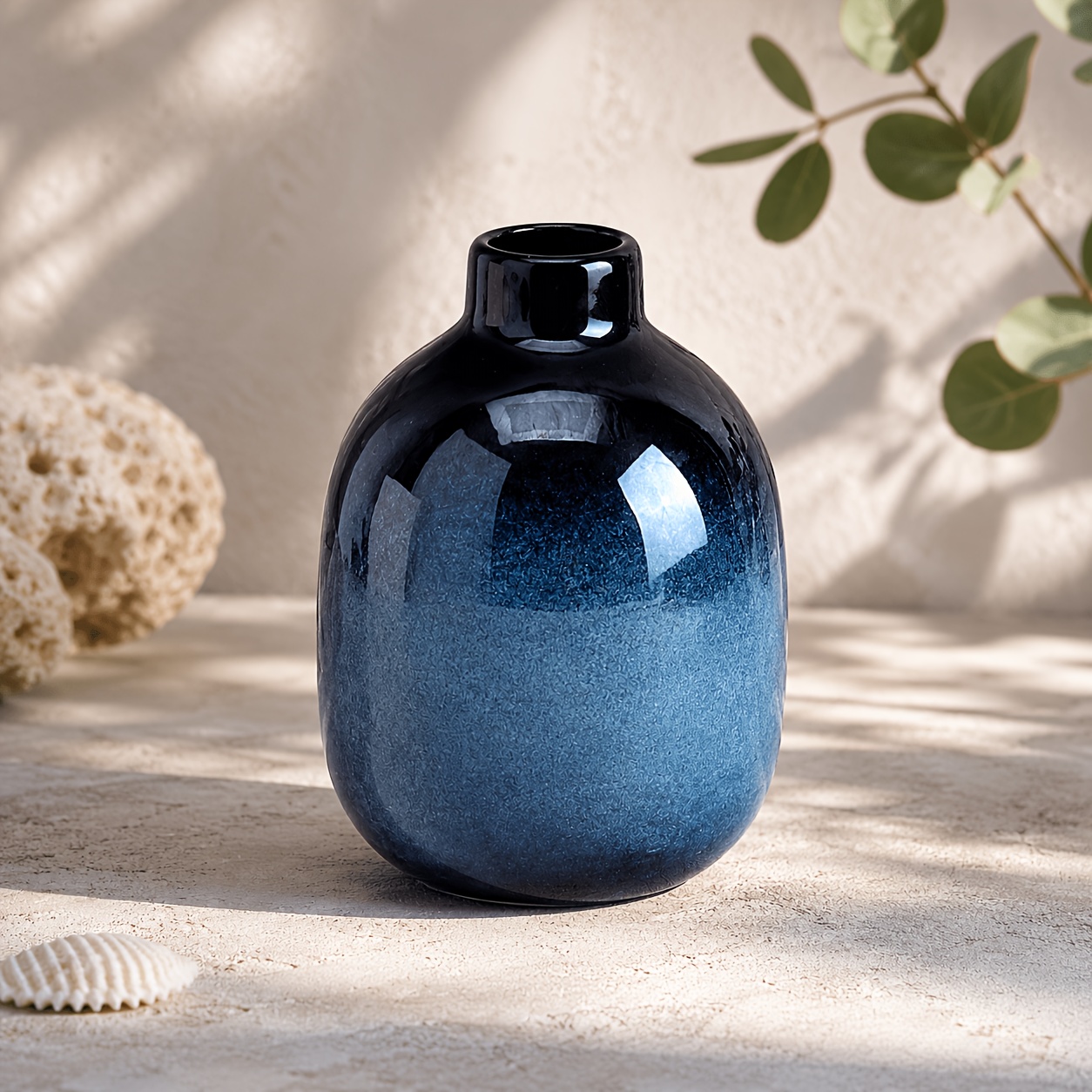TEMU Reactive Glaze Ceramic Vase Suitable For - Style Small Bud Vases - Minimalist Round Cylindrical Vase With Reactive Glaze, For Home Decor, Table