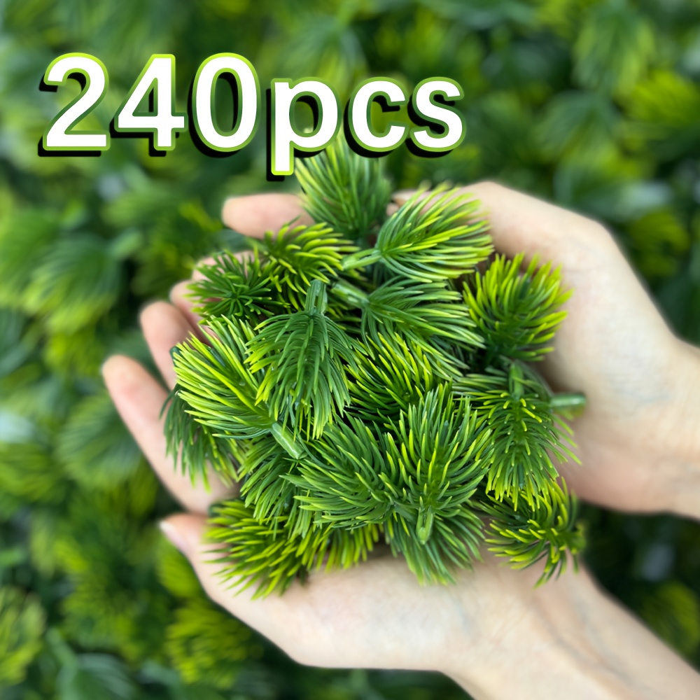 Image of 120/240pcs Artificial Pine Branches, Christmas Handmade Pine Pick Pine Branches Pine Leaves Pine Branches For Wreaths Christmas Decorations And Home Garden Decorations