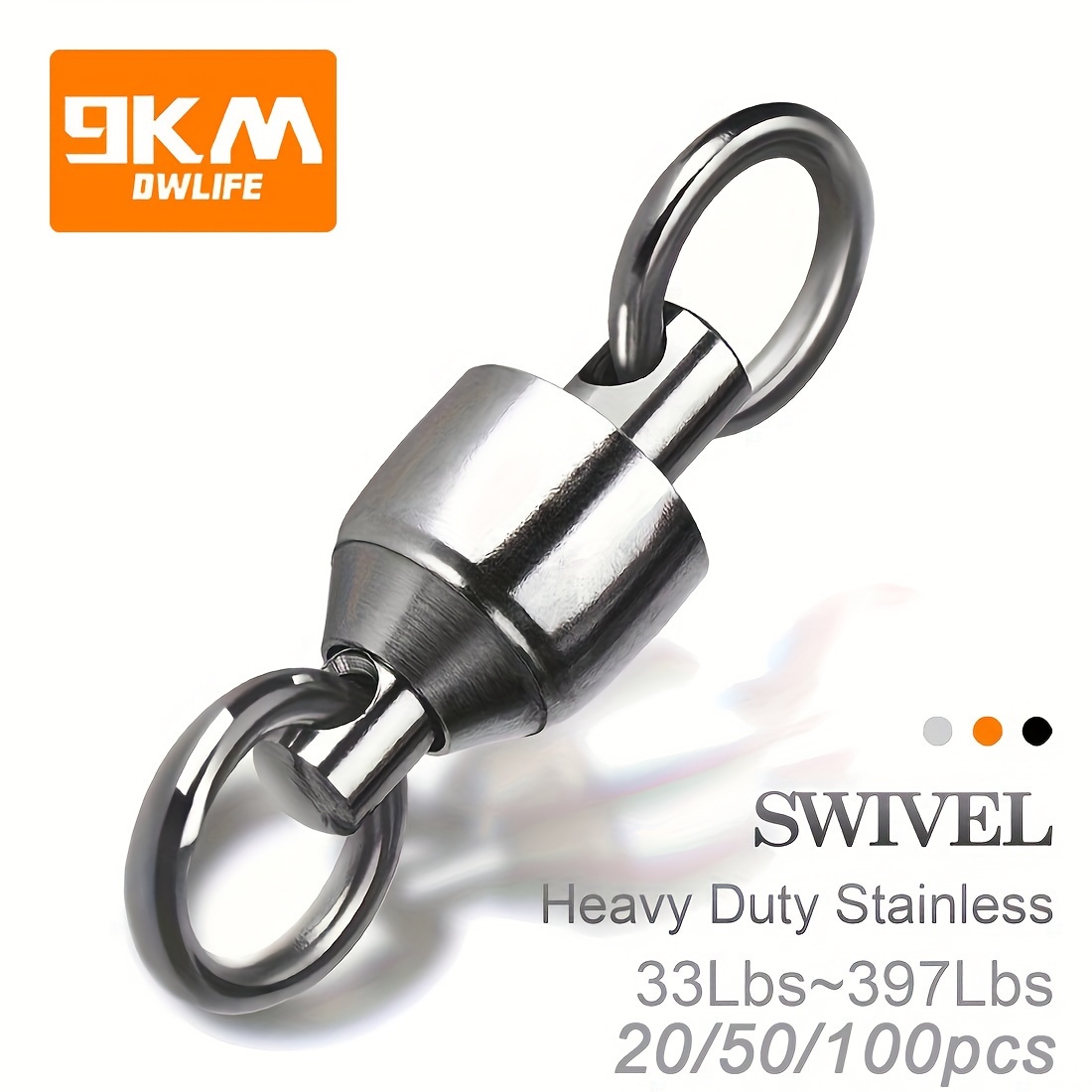 

9km Bulk /100pcs Ball Bearing Fishing Swivels Solid Ring Stainless Steel Heavy Duty Sea Fishing Freshwater Saltwater - Silvery Grey