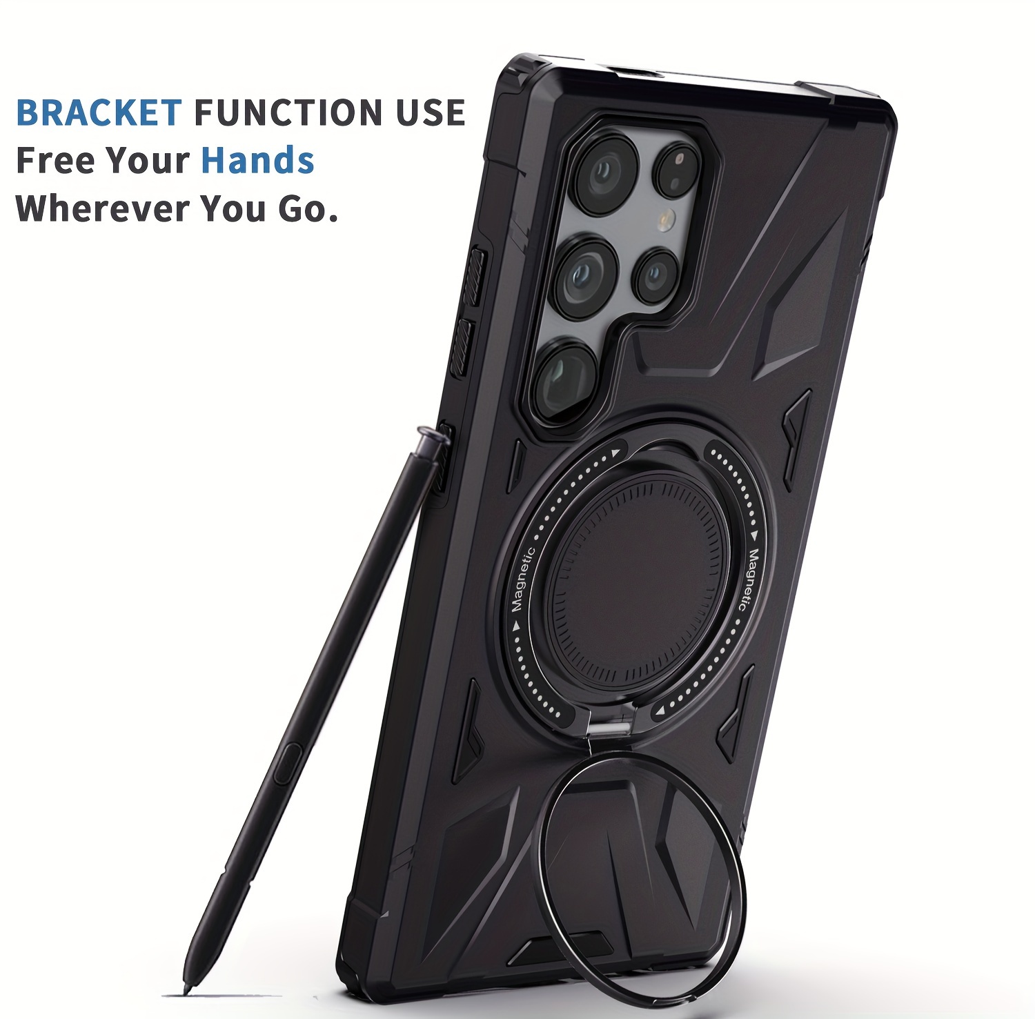 Compatible With Samsung GalaxyS24/S24+/S24 Plus/S24 Ultra 5G Hard Phone Case Shockproof Protection Magnetic Ring Kickstand Holder_voghion.com