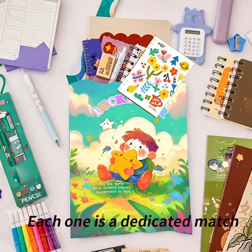 Image of A Multi-piece Set Of Learning Stationery Gift Bags Contains Different Items, Including Notebooks And Pens, As Well As Other Items, Small Gifts, Small Prizes, High-quality Stationery Notebooks