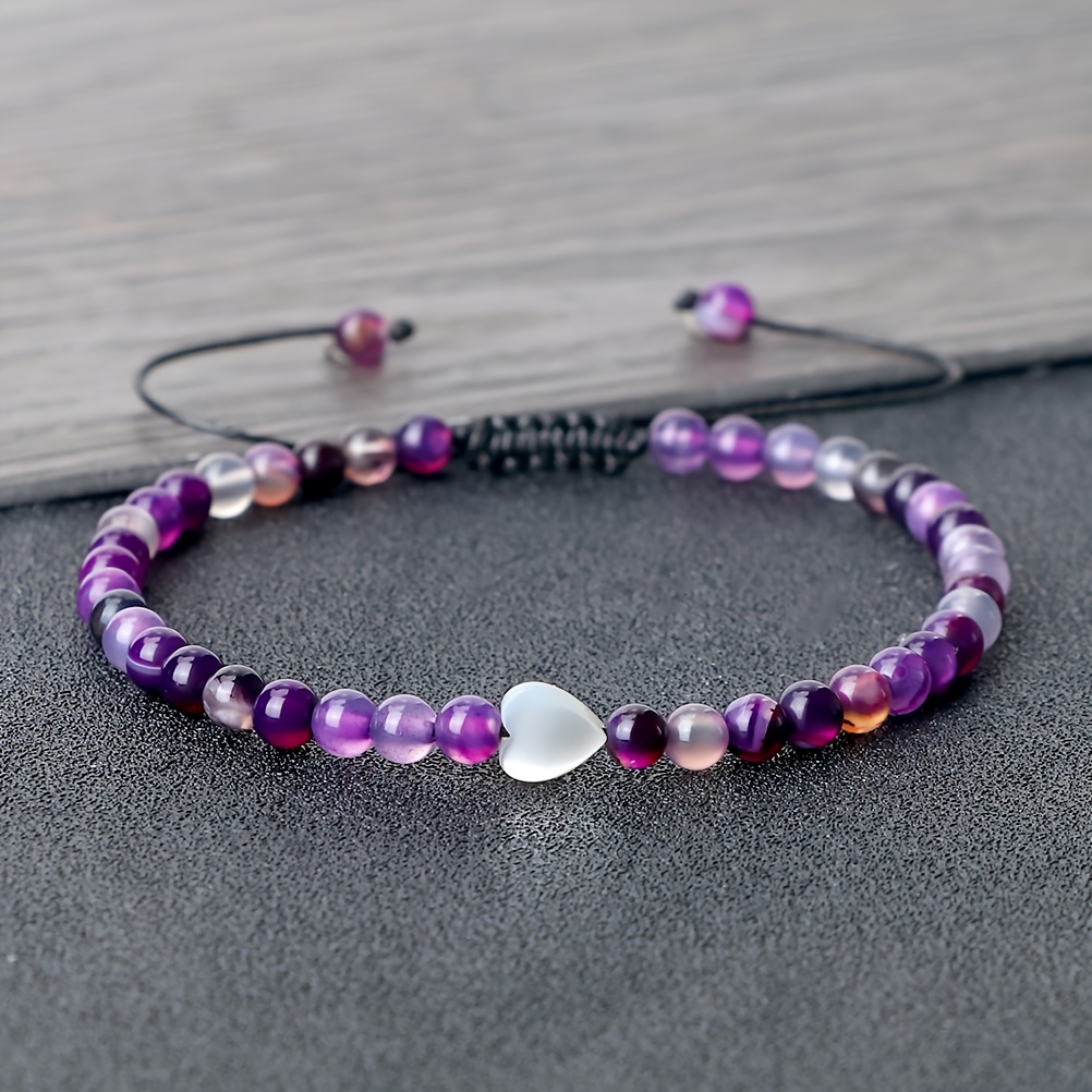 Image of 1pc Of Summer Beach Style Woven Bead Bracelet 4mm Transparent Agate Stone Bead Woven Waterproof Bracelet Suitable For Outdoor Play And Wearing