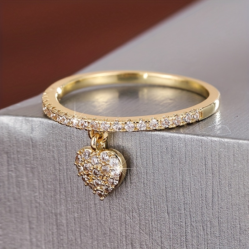 Small Band with Heart Pendent - Gold