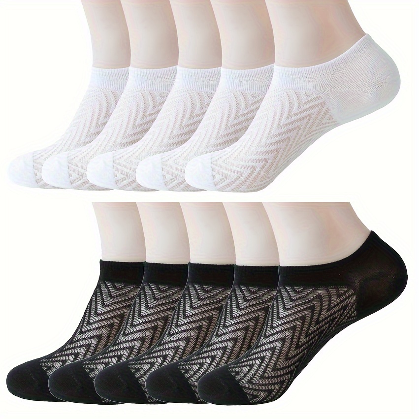 

10 Pairs Of Men's Cotton Mesh & Thin No Show Socks, Comfy Breathable Casual Soft & Elastic Socks, Spring & Summer