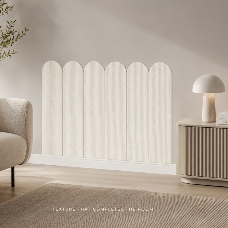 TEMU 6pcs Textured Wall Panel Set, Decorative Wall Wainscoting With Ribbed Fabric Finish, Peel And Stick Wall Accent For Living Room, Bedroom,