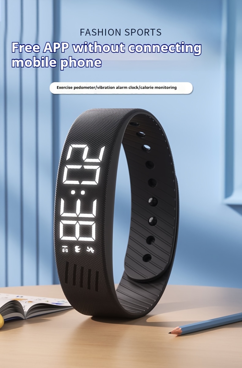 Unisex Fashion Sports Watch with Silent Vibration Alarm, Calorie Counter, Pedometer & Stopwatch - Soft Silicone Band, USB Rechargeable, High Quality Digital Display - Perfect Gift for Teachers, Holidays & Everyday Use, Fitness Tracking Watch, Sleek Watch Design, Digital Timepiece