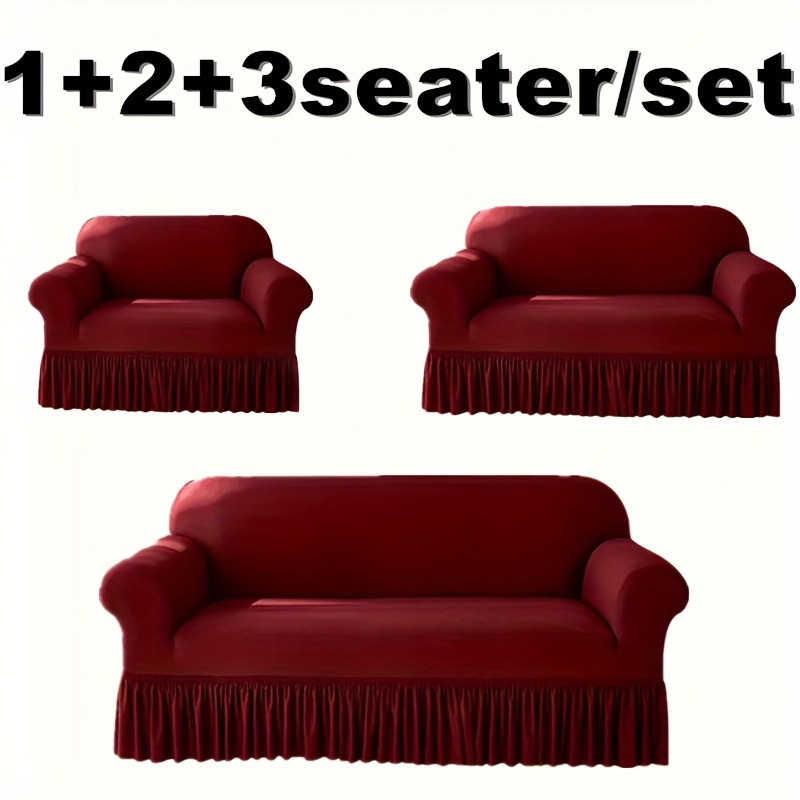 E-shop Sofabezug für 1+2+3-Sitzer-Set, moderner minimalistischer Sofabezug-Set, einfarbiger dehnbarer -Schonbezug, Sofa-Staubschutzbezug