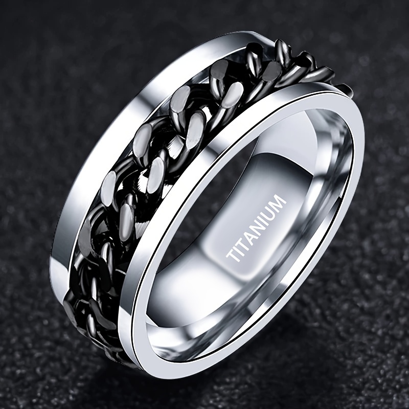 

Panash Men's Sleek Titanium Steel Ring - Black, Weddings & Fashion