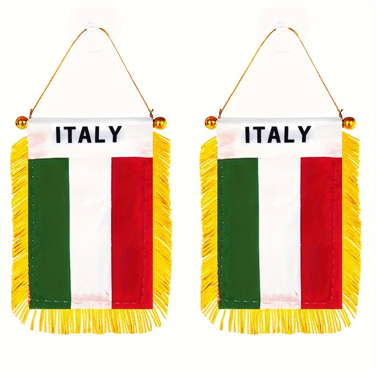 

2pcs, Italy Window Hanging Flag, 3x4inch 8x12cm Double Side Mini Flag Banner Car Rearview Mirror Decor Fringed Hanging Flag With Suction Cup