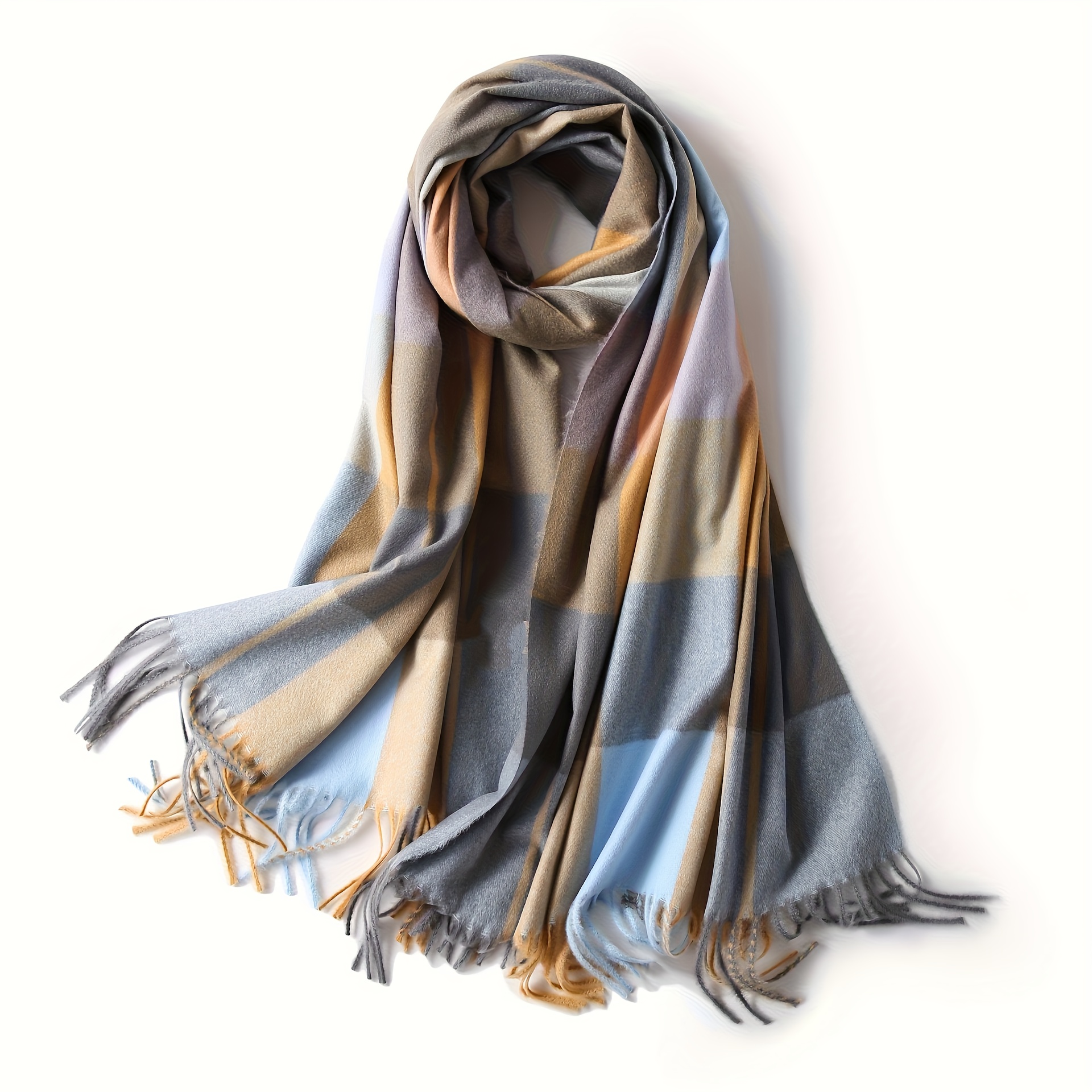 New Winter Scarf Classic High Quality Anti Checkered Scarf for Men and Women in Autumn and Winter Warm Striped Scarf Wrapped in Sheep Fleece Blanket