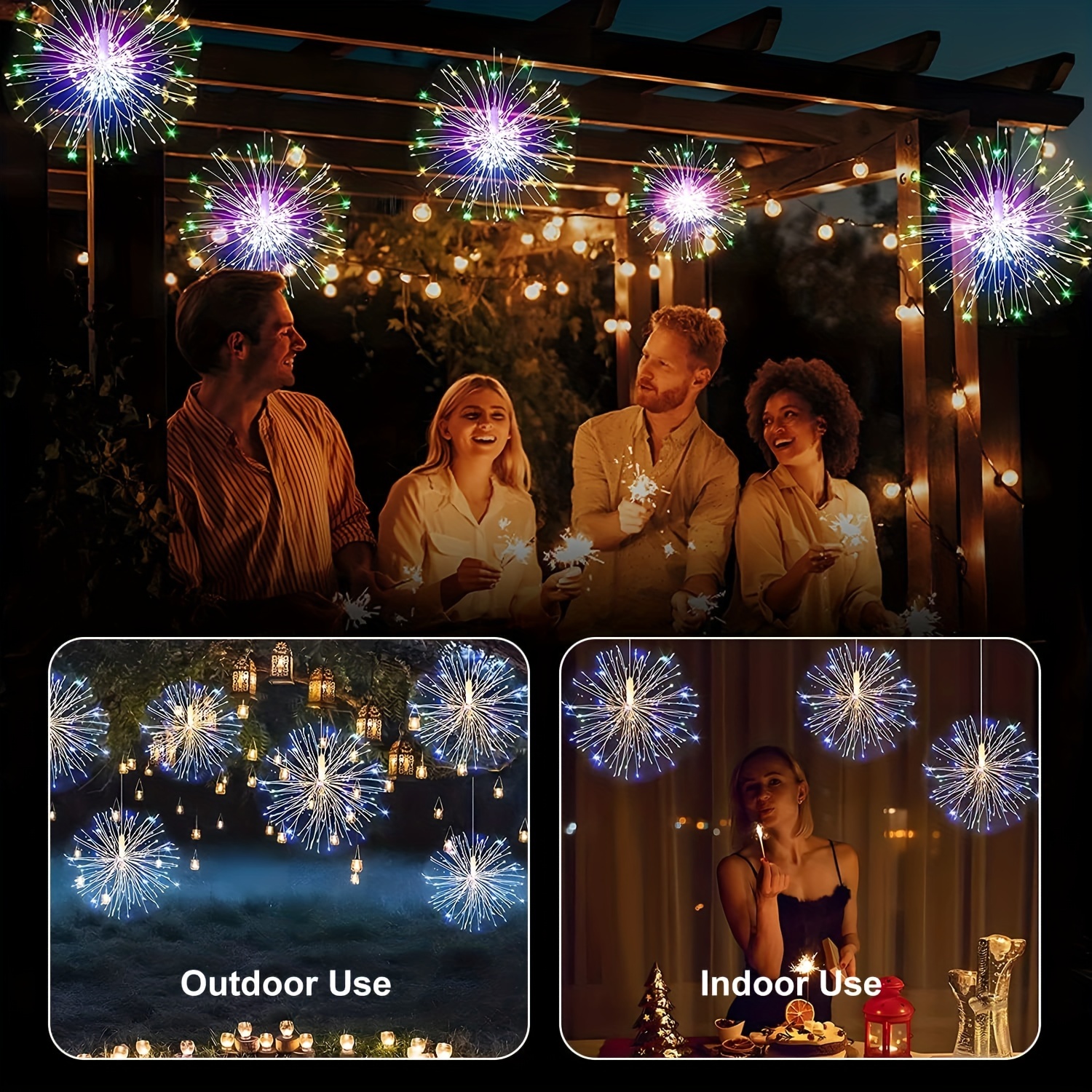 2pcs 4pcs outdoor copper wire firework lantern string usb power supply dimmable hanging fairy light 8 lighting   for courtyard garden wedding christmas   decoration Product details 2