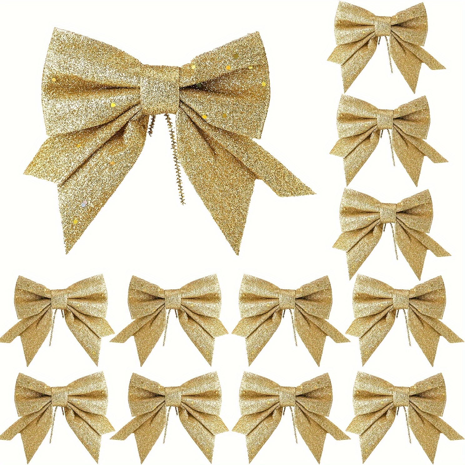 TEMU 12pcs Valentine's Day Bows, Bows, Golden Glitter Bows, Decorations, Wedding Bows, Wreath Valentine's Day Bows, Gift Decorations