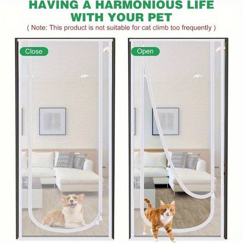 sturdy pet barrier 35 5 x 82 extra high metal mesh fence with dual zipper entrance suitable for big dogs cats safe for bedroom living room kitchen patio indoors outdoors