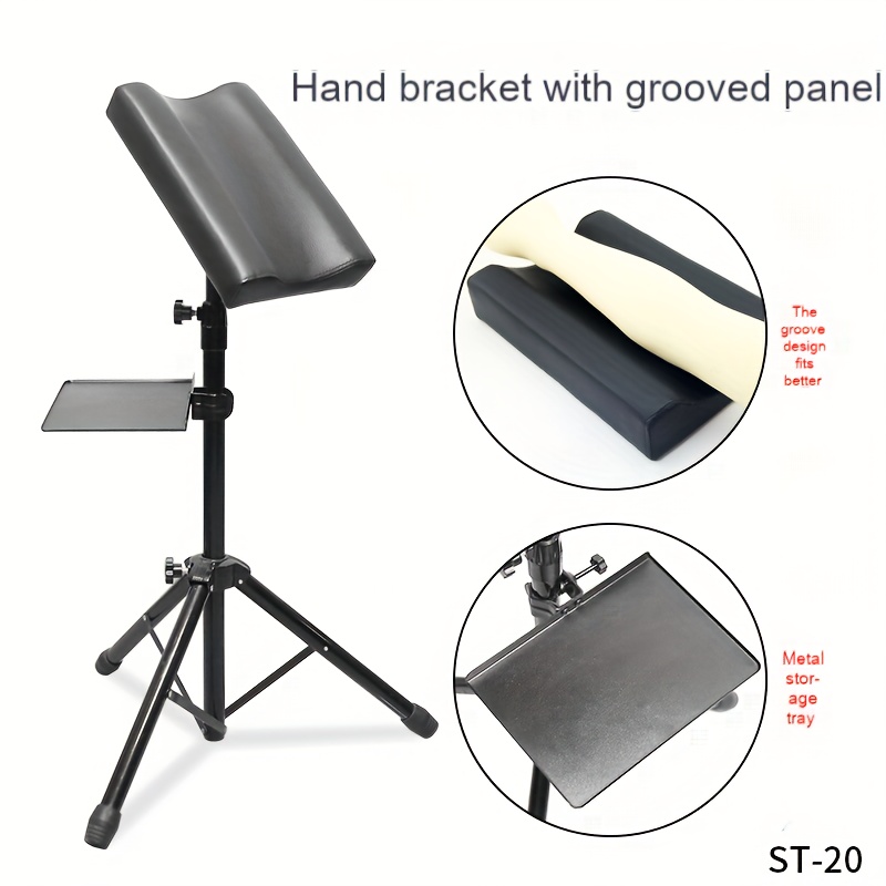 

Adjustable Tattoo Arm Rest, Foldable Tripod Stand With Grooved Panel, Comfortable Metal Armchair Bracket, Reinforced Steel Plate