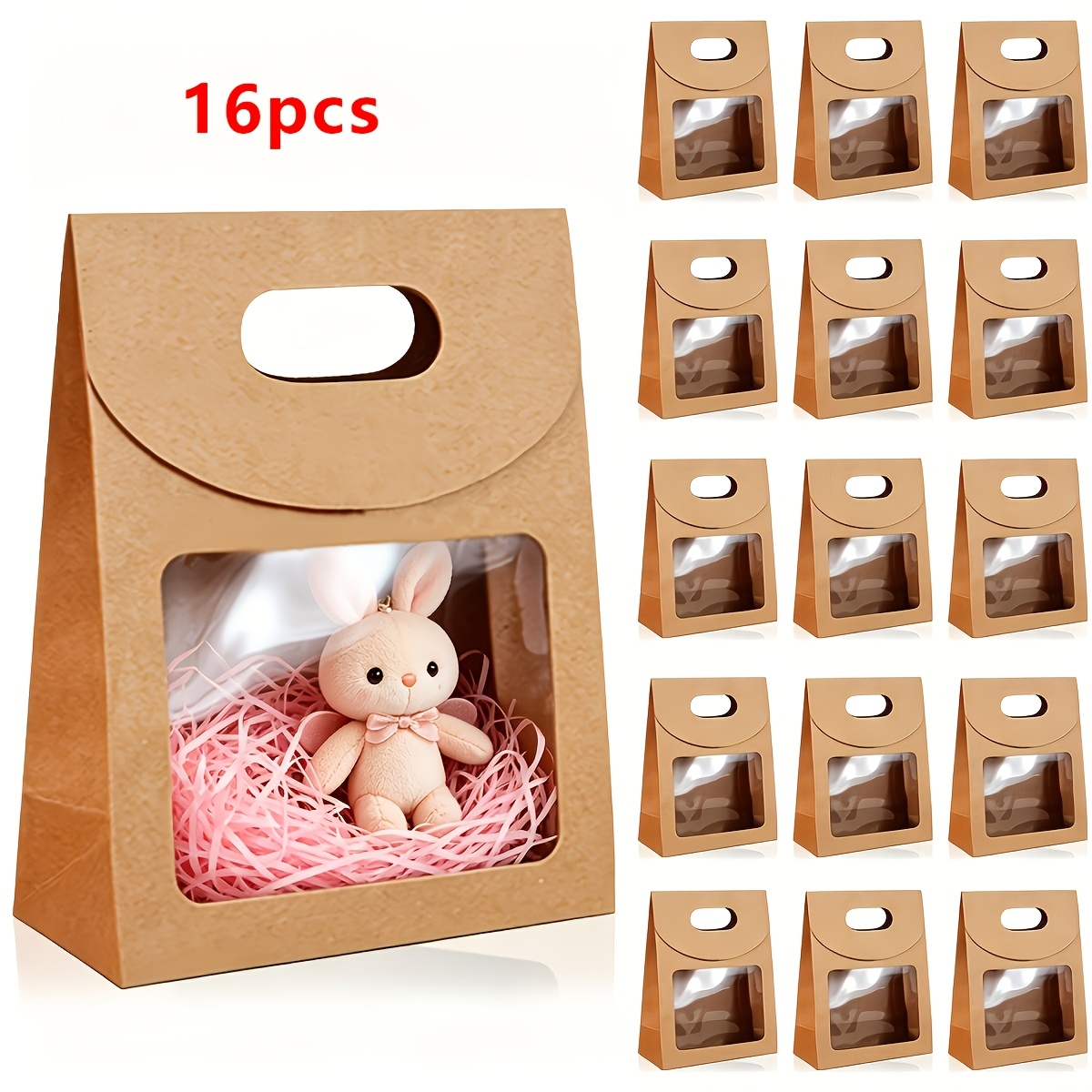 TEMU 8/12/16/18/24pcs Brown Gift Boxes, With Convenient Glue Dot, Magic Tape And Empty Box Combination, Party Small Gift Boxes With Handle,
