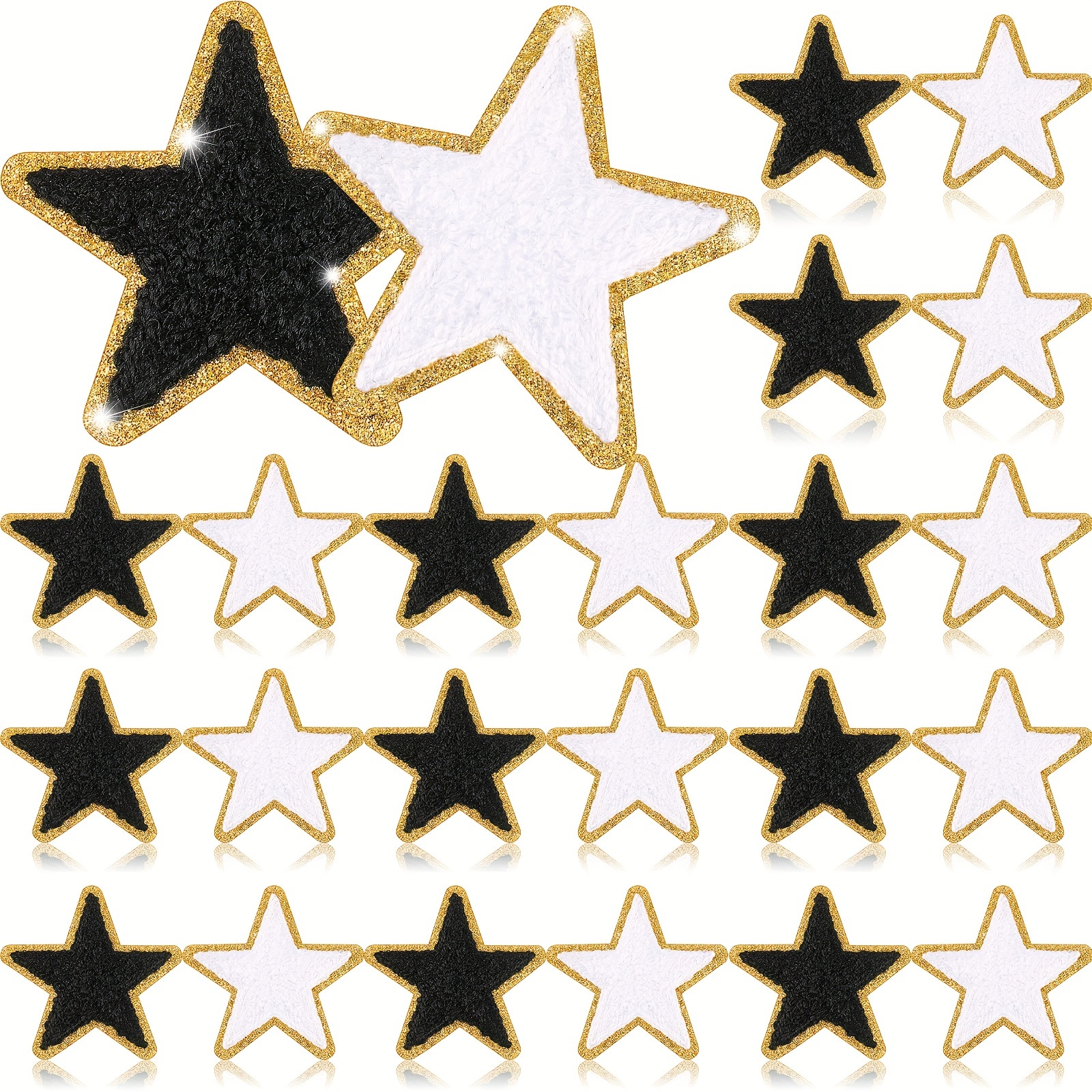 

32pcs Chenille Star Patches, 2.36" Self-adhesive Embroidered Appliques For Diy Sewing And Christmas Clothing Decoration