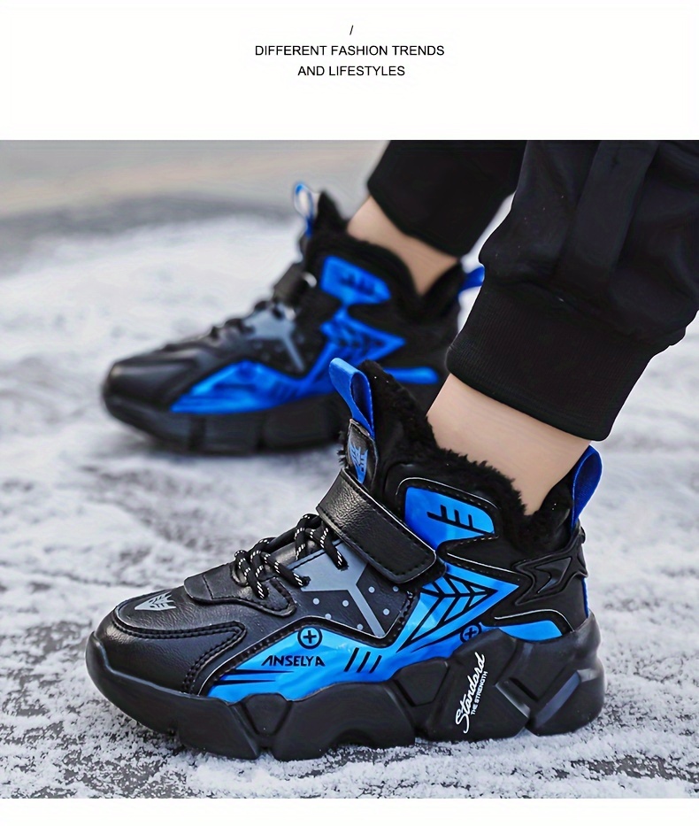 Jongens Sneeuwlaarzen met Dikke EVA Zolen en Pluche Voering, Jongens Casual Schoenen, Lichtgewicht Modieuze Trendy Schoenen, Sportieve School Schoenen voor Jongeren, Buitenshuis Hardloopschoenen voor Jongens, Grote Warme Kinderen Schoenen Herfst- en Wintermodellen