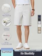 mens solid color golf shorts with elastic waistband hidden pocket embroidered design summer casual wear for outdoor activities