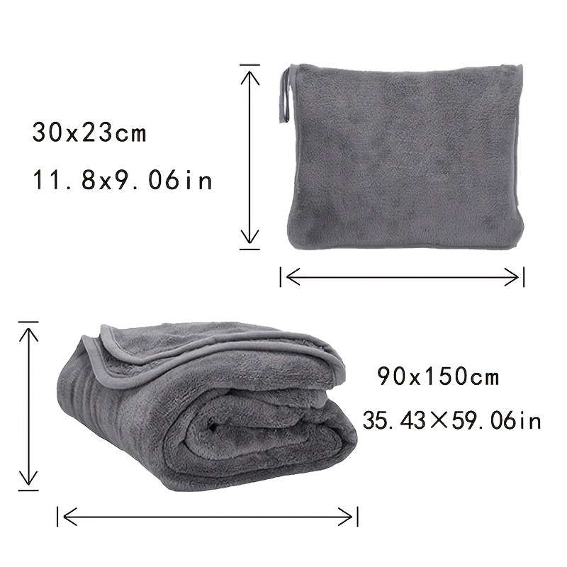 Airplane Travel Blanket with Carrying Bag, 2-in-1 Compact Pillow & Blanket, Soft Flannel Throw for Travel, Car, Office, Airplane Essentials