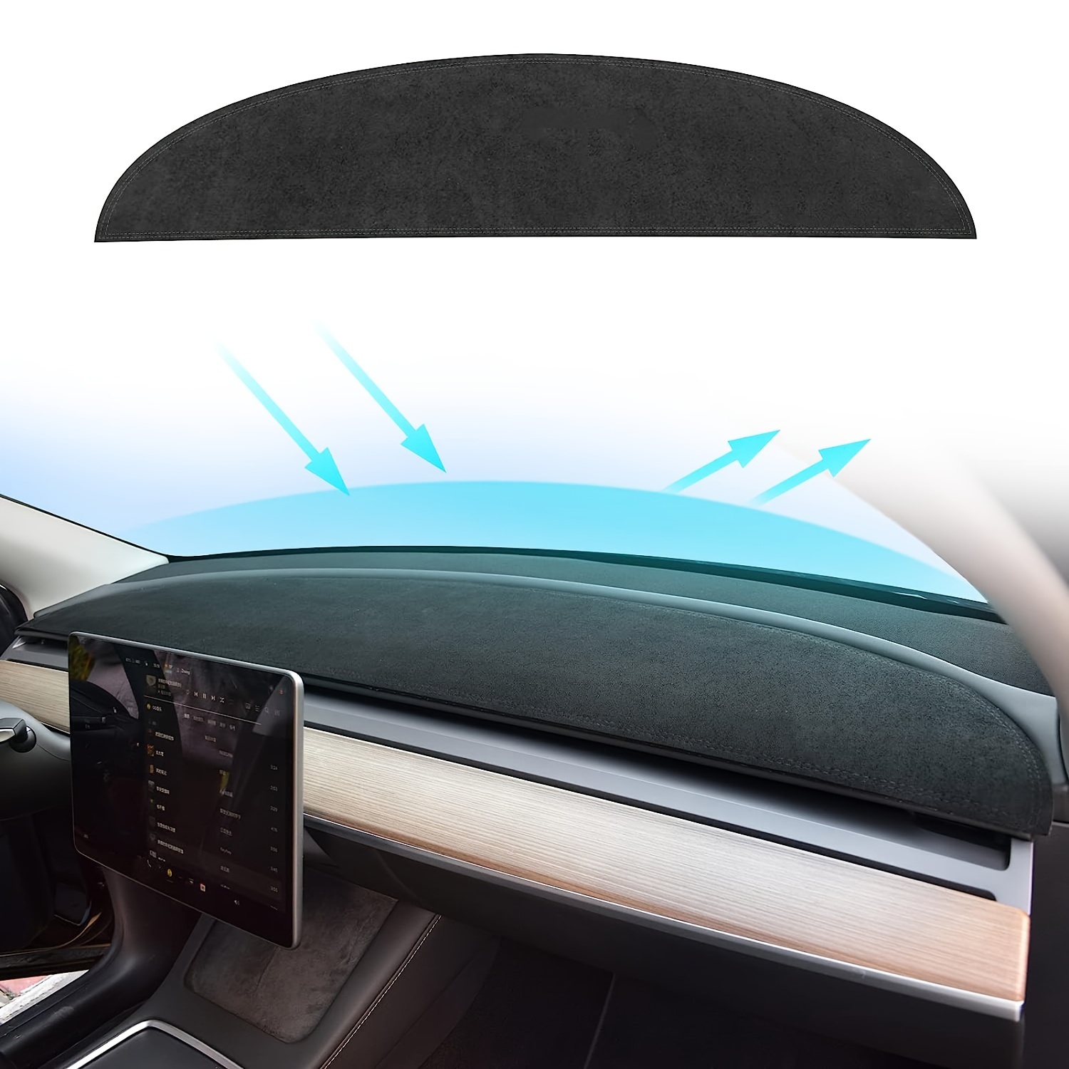 

Dashboard Cover For Tesla Model 3 2017-2023 And For Tesla Model 2020-2024 Y Flannel Dashboard Pad Dash Mat Decorative Sun Protection Interior Accessories Non Slip