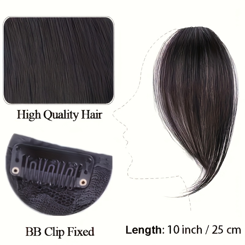 2pcs elegant clip in bangs for women middle side parted high temperature fiber straight   suitable for all hair types easy to   hair accessory side part hairpiece high temperature   details 3