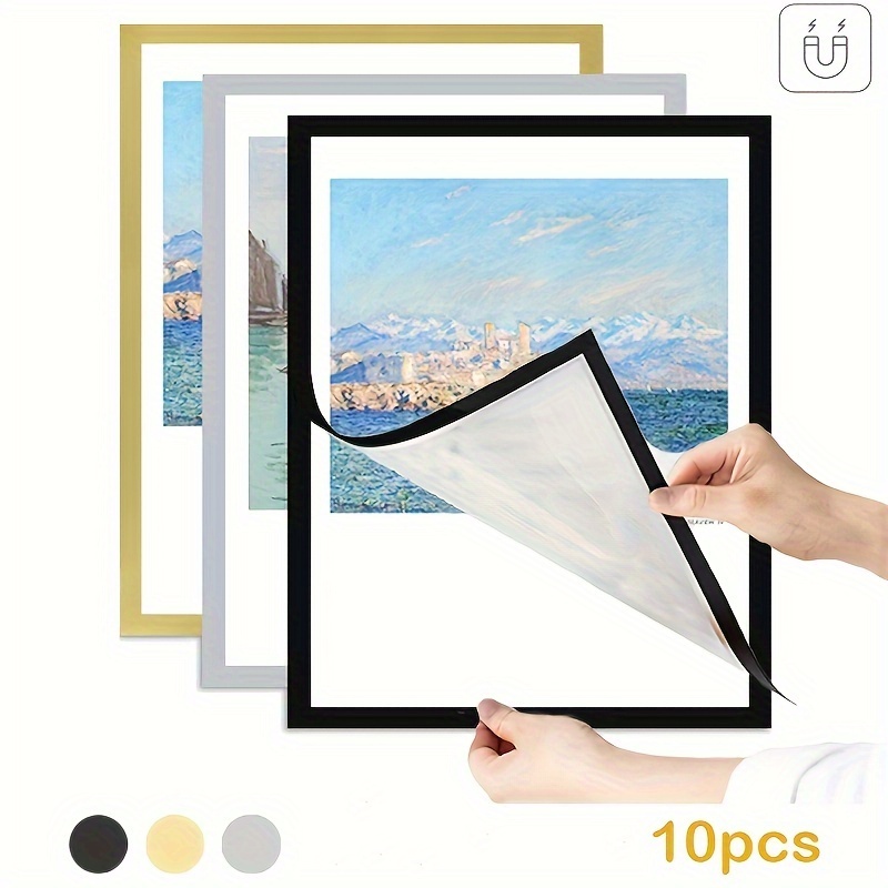 

10pcs A4 Magnetic Picture Frames - , Self-adhesive Wall Mount For , Posters, Certificates, Maps & Stamps, Vertical Orientation