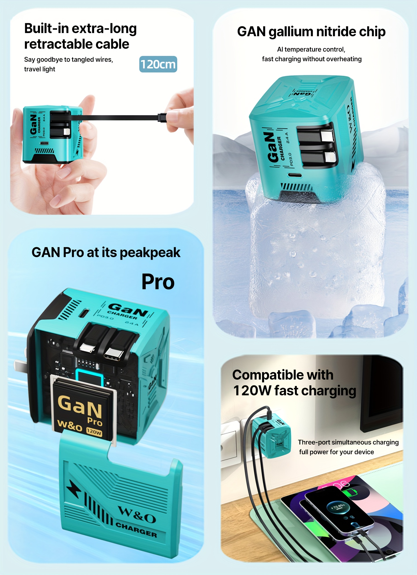 120W Fashion Fast Charger, 3-in-1 Supergan Fast Charging, Stylish And Sleek Design, Type-C Power Adapter, Compatible With Phone, Multi-functional Travel Charger For IPhone 16/Pro/Pro Max/15/14, For Samsung Galaxy S25 Ultra Desbloqueados For Xiaomi