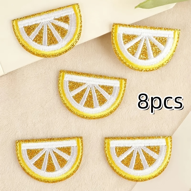 E-shop 8 Stück Bestickte Zitronen-Patches, Bügelapplikationen für DIY-Nähen auf Kleidung – Lebendiges Gelb Weiß Design, Hutdekoration, Dekorative